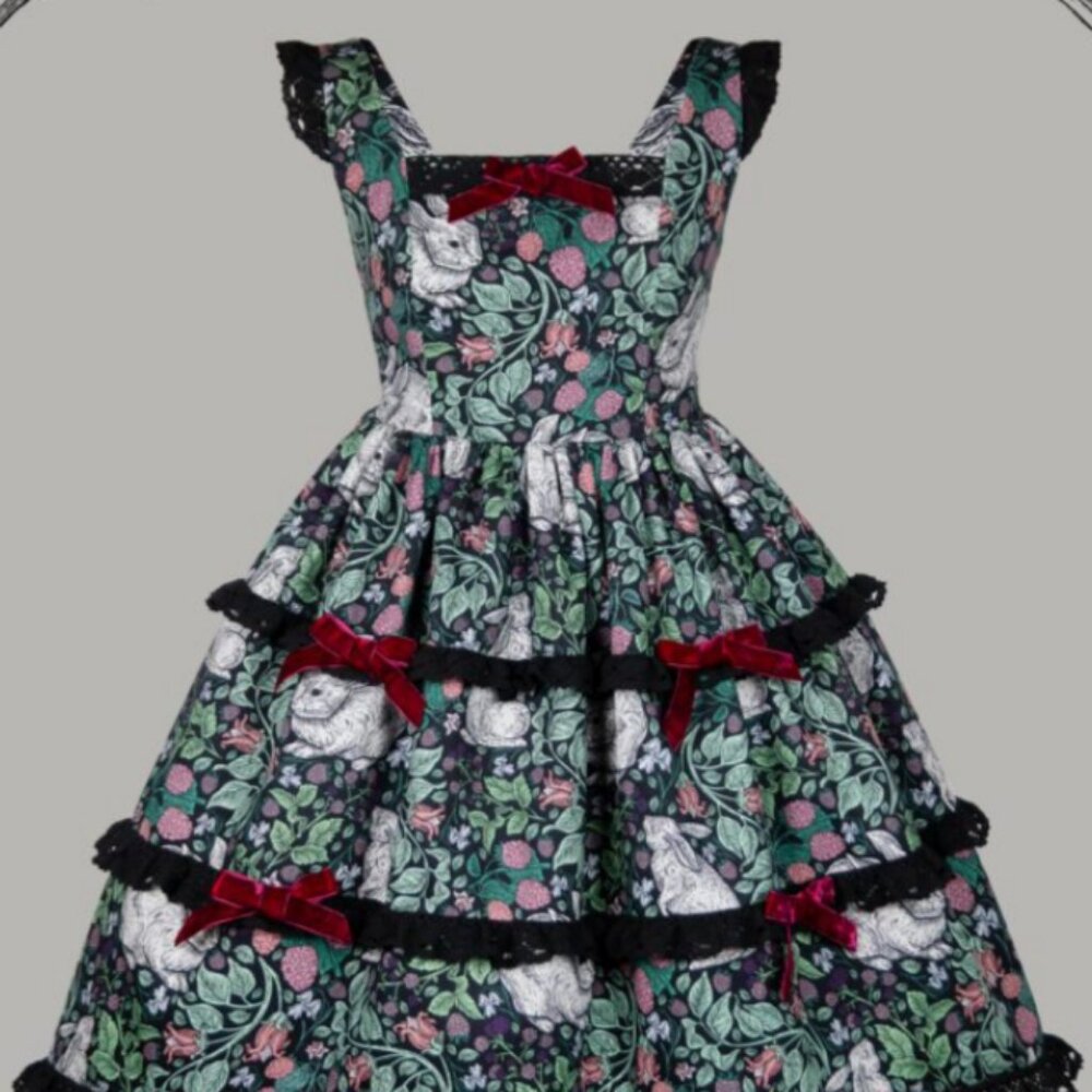 Plus Size Mulberry Forest Cotton Pinafore Dress from Pyshkin Pyshkin (With bows)